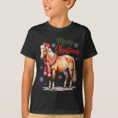 Horse Santa Hat Christmas Lights Family Matching W T-Shirt (Vorderseite)