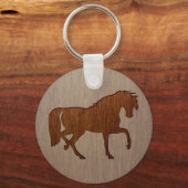Horse silhouette engraved on wood effect schlüsselanhänger (Vorderseite)