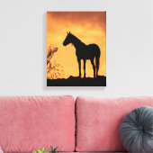 Horse Silhouette Fiery Sunset Sky Art Leinwanddruck (Insitu (Wohnzimmer))