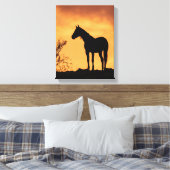 Horse Silhouette Fiery Sunset Sky Art Leinwanddruck (Insitu (Schlafzimmer))
