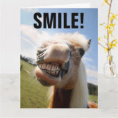 HORSE SMILING FUNNY BIRTHDAY GREETING CARD KARTE (Gelbe Blume)