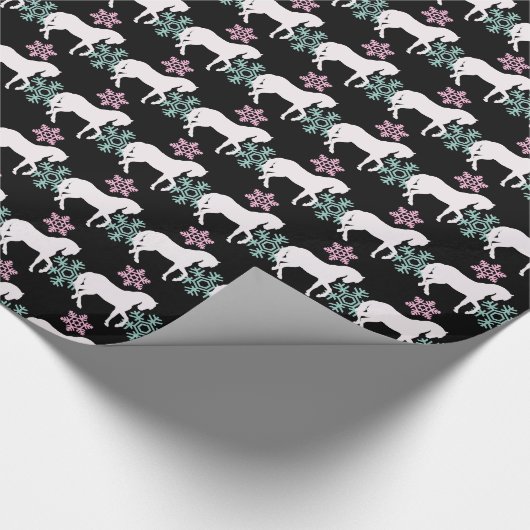 Horse Snowflake Pattern Girls Christmas Gift Wrap Geschenkpapier (Ecke)