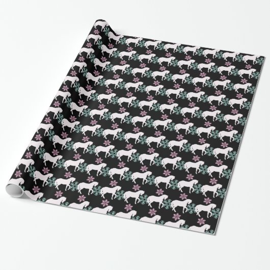 Horse Snowflake Pattern Girls Christmas Gift Wrap Geschenkpapier (Ungerollt)