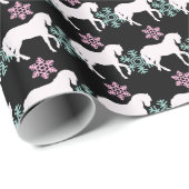 Horse Snowflake Pattern Girls Christmas Gift Wrap Geschenkpapier (Rolleneckpunkt)