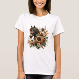 Horse & Sunflower T-Shirt – Rustic Floral Elegance