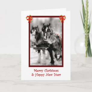 Horse-Team-Entwurf, frohe Weihnachten, gutes Neues Feiertagskarte