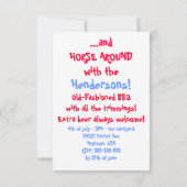 Horse Theme Texas GRILLEN Party Humorale Einladung (Rückseite)