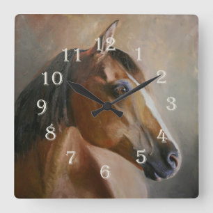 Horse Themed Clock II Quadratische Wanduhr