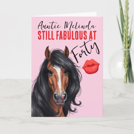 Horse Themed Fabulous at 40 Birthday Card Karte (Vorderseite)