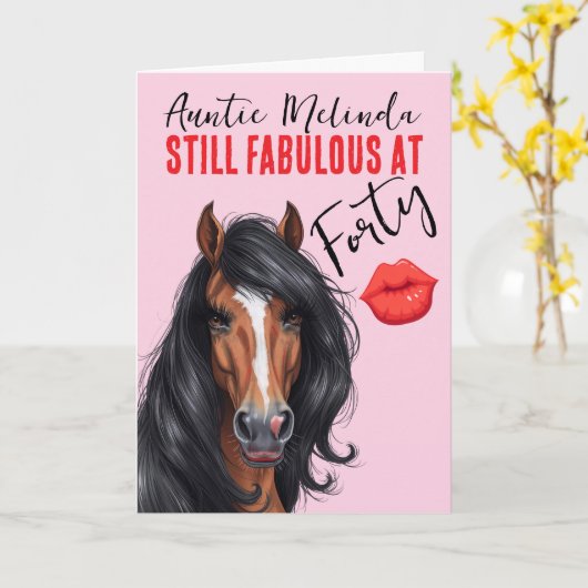 Horse Themed Fabulous at 40 Birthday Card Karte (Gelbe Blume)