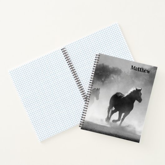 Horse Themed Notebook Personalized with Name Notizblock (Innenseite)