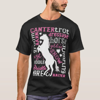 Horse Typografy Art Reitsport T-Shirt