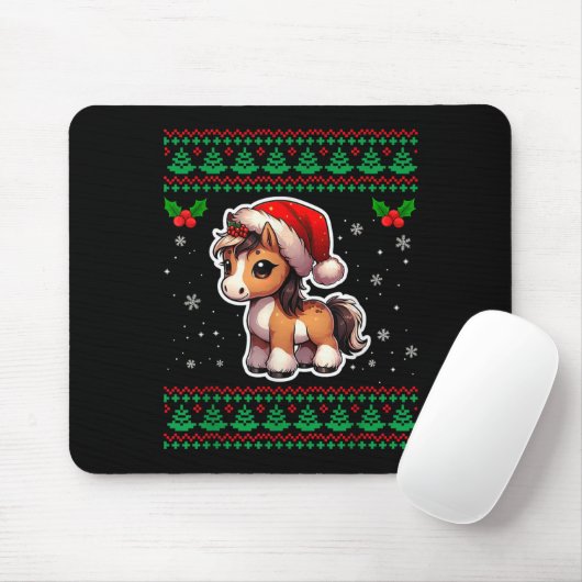 Horse Ugly Weihnachts Sweater Ny Xmas für Erwachse Mousepad (Mit Mouse)