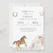 Horse & Unicorn Joint Birthday Party Einladung (Vorderseite)