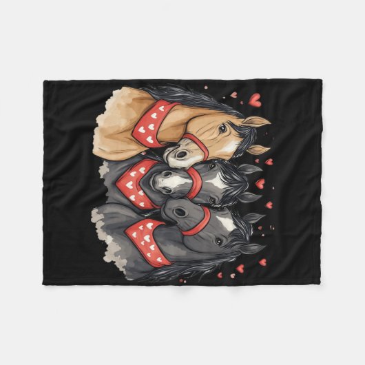 Horse Valentine Valentines Day Cute Horse For Wome Fleecedecke (Vorderseite (Horizontal))