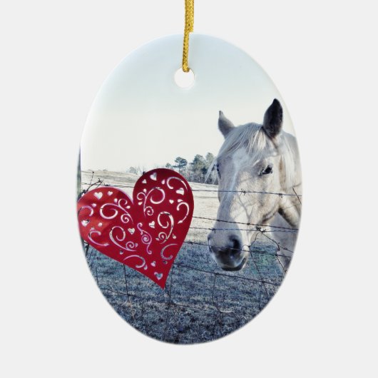 HORSE Valentinherz Keramik Ornament (Vorne)