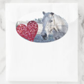 HORSE Valentinherz Ovaler Aufkleber (Tasche)