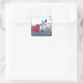 HORSE Valentinherz Quadratischer Aufkleber (Tasche)