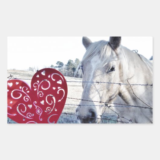 HORSE Valentinherz Rechteckiger Aufkleber (Vorderseite)