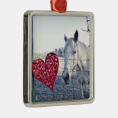 HORSE Valentinherz Silbernes Ornament (Rechts)