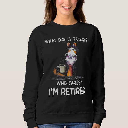 Horse What Day Is Today Who Cares I'm Retired Sweatshirt (Vorderseite)