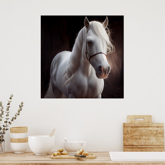 Horse White Poster (Küche)