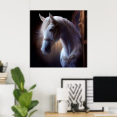 Horse White Poster (Heimbüro)