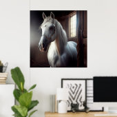 Horse White Poster (Heimbüro)