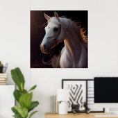 Horse White Poster (Heimbüro)