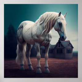 Horse White Poster