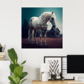 Horse White Poster (Heimbüro)