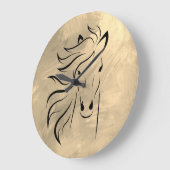 Horse Wild Mane Dun Palomino Abstrakt Große Wanduhr (Winkel)