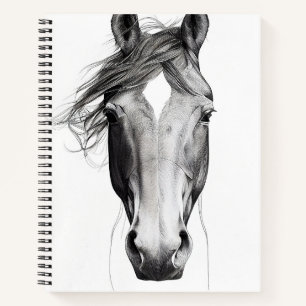 Horse Wild Nature Animal Illustration Zeichnend Ku Notizblock