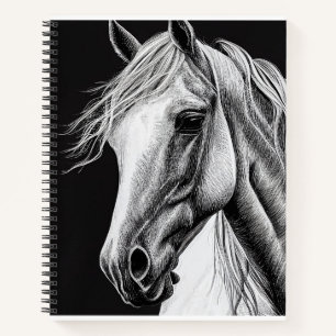 Horse Wild Nature Animal Illustration Zeichnend Ku Notizblock