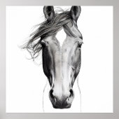 Horse Wild Nature Animal Illustration Zeichnend Ku Poster (Vorne)