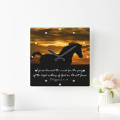 Horse with Bible Verse Quadratische Wanduhr (Zuhause)