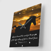 Horse with Bible Verse Quadratische Wanduhr (Winkel)
