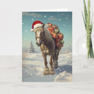 Horse with Christmas presents in the snow Karte