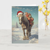 Horse with Christmas presents in the snow Karte (Gelbe Blume)