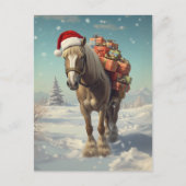 Horse with Christmas presents in the snow Postkarte (Vorderseite)