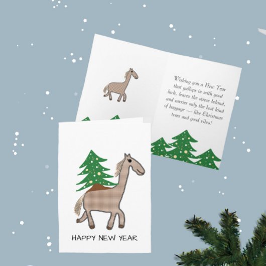Horse with Christmas tree Karte