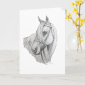 Horse with Flowing Mane Pencil Portrait Blank Karte (Gelbe Blume)