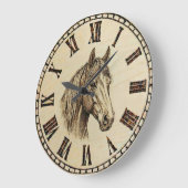 Horse Wooden Wall Clock Große Wanduhr (Winkel)