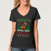 Horse Xmas Tree Lights Ugly Santa Horse Christma T-Shirt (Vorderseite)