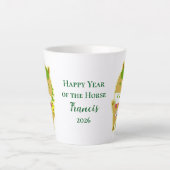 Horse Year Lucky Cute Personalized Name Latte Mug Milchtasse (Vorderseite)
