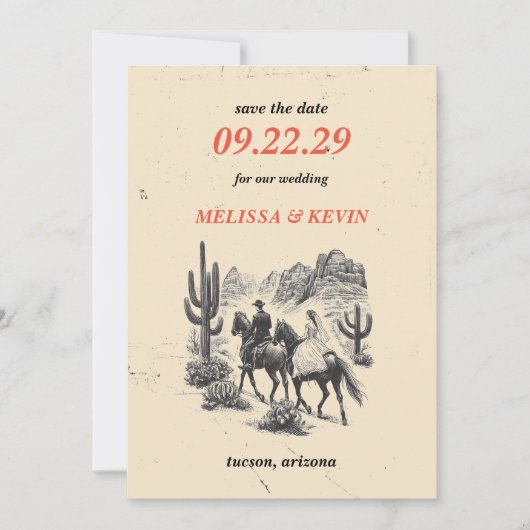 Horseback Canyon Couple Save the Date (Vorderseite)