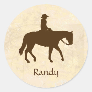 Horseback Cowboy Personalisiert Runder Aufkleber