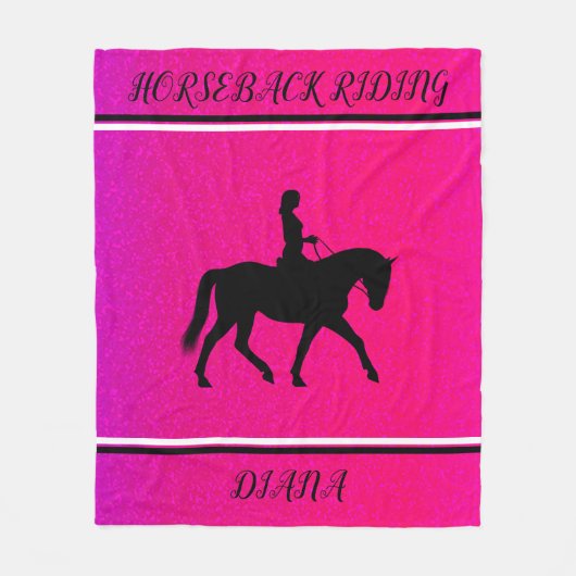 HORSEBACK REITMÄDCHEN PERSONALISIERT IN PINK & SCH FLEECEDECKE (Vorderseite)