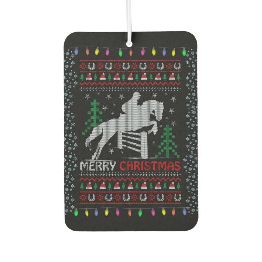 Horseback Riding Jumping Frohe Weihnachten Autolufterfrischer (Vorderseite)