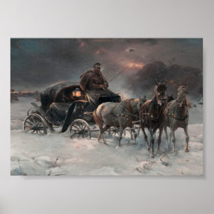 Horsedrawn Wagon at Night Poster